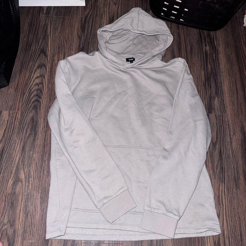 Men's Gray waffle knitted hoodie